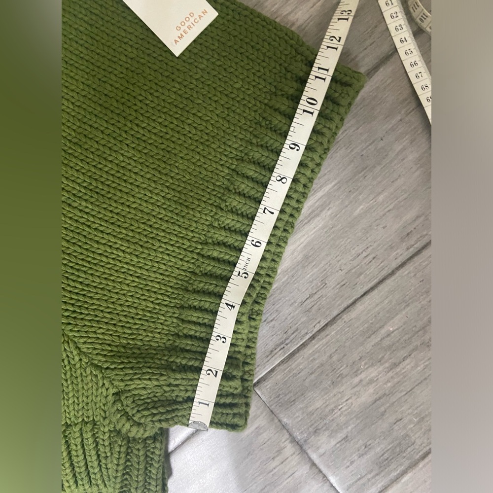 Good American Chunky Knit High Waisted Shorts Olive Green Lounge Cozy Core - Picture 3 of 12